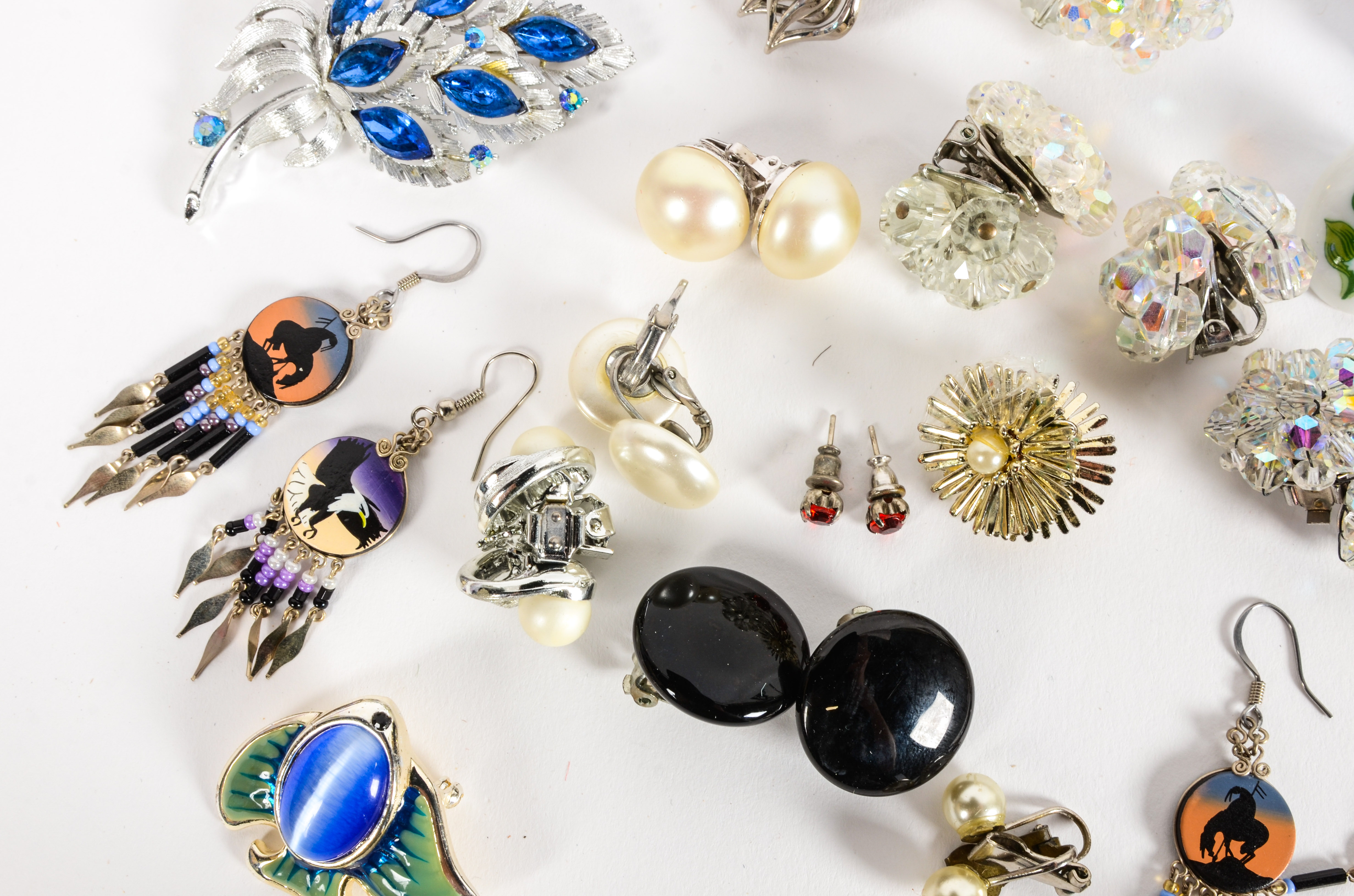 Variety of Silvertone Costume Earrings and Other Jewelry