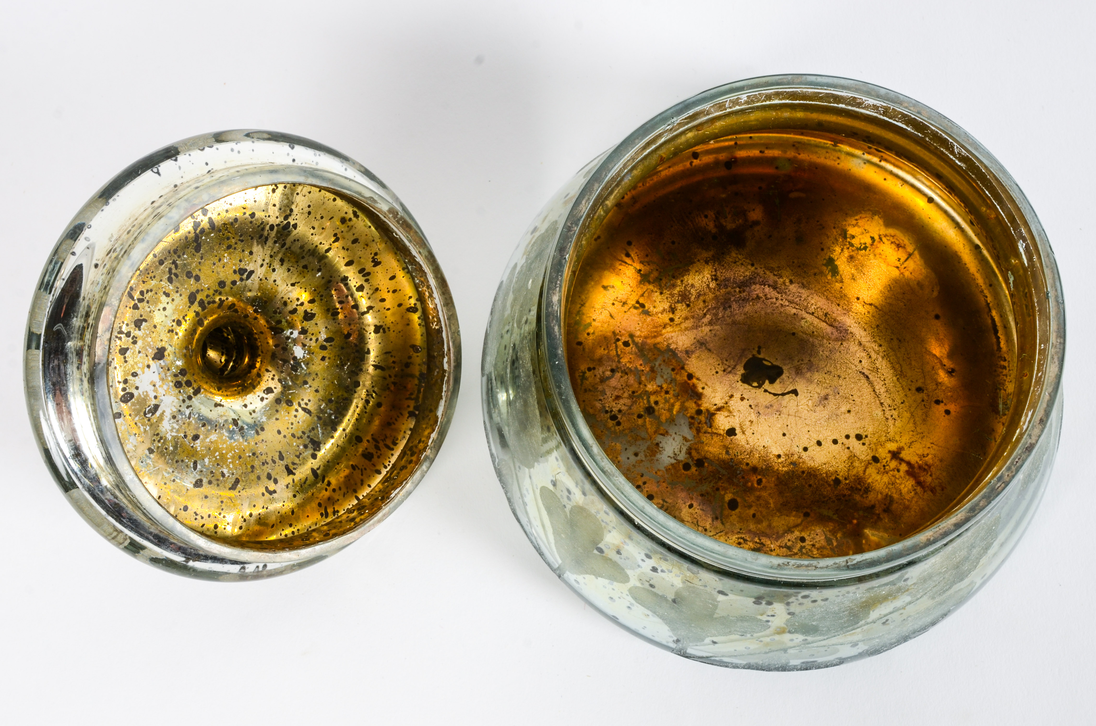 Collection of Speckled Decorative Glass Containers