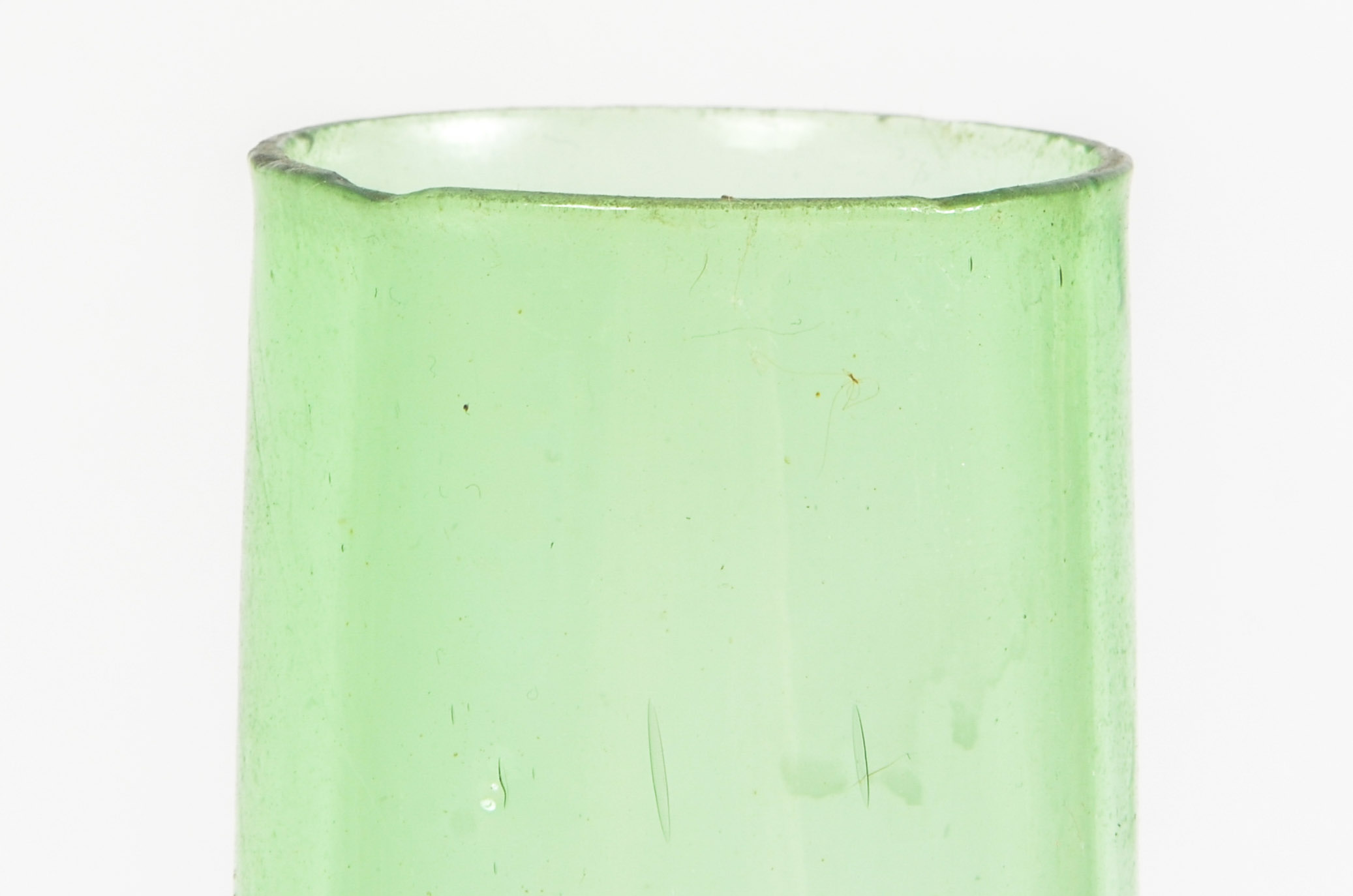 Green Glass Hurricane Lamp and Decanter