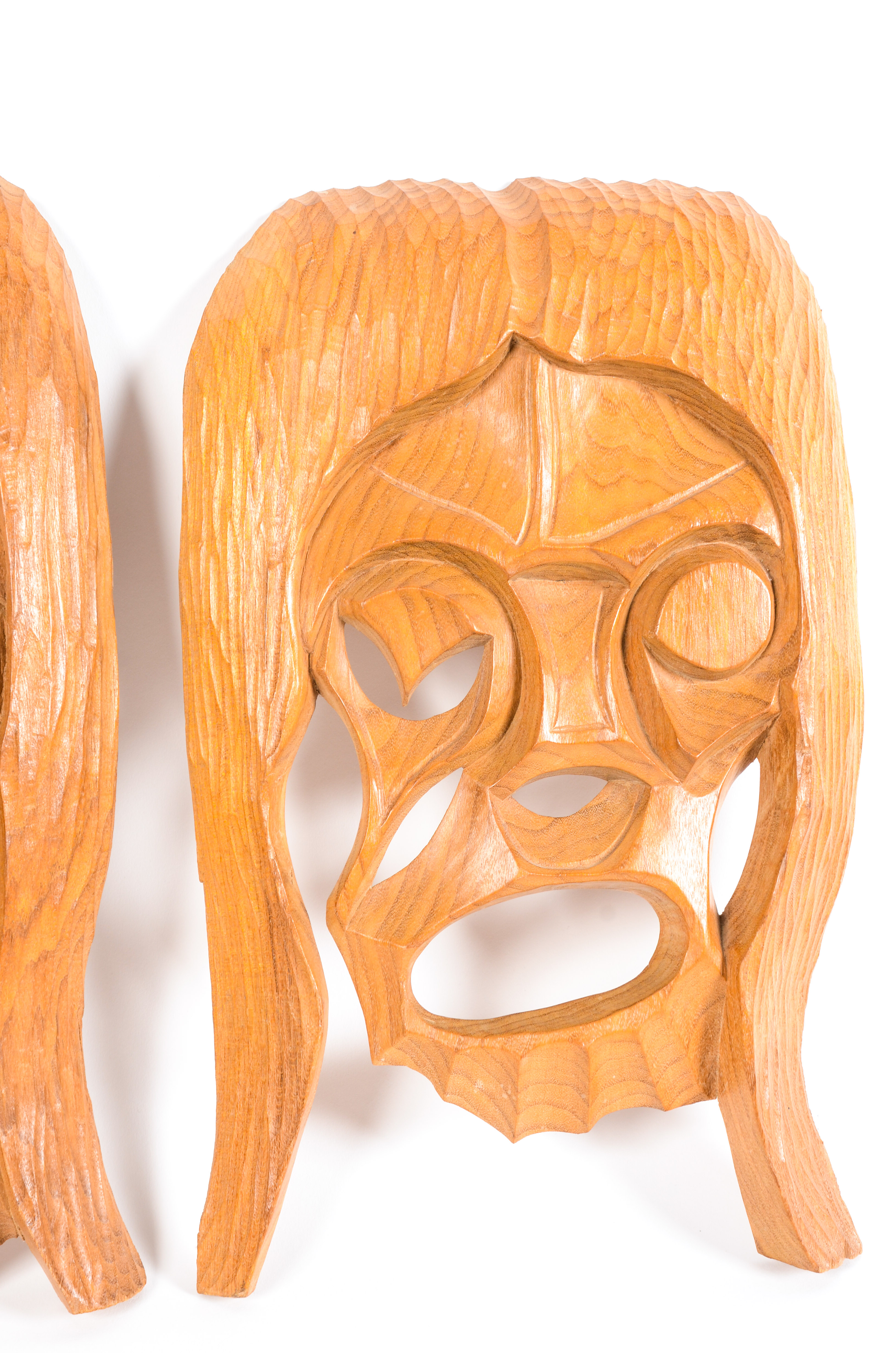 Pair of Carved Wood Wall Sculptures