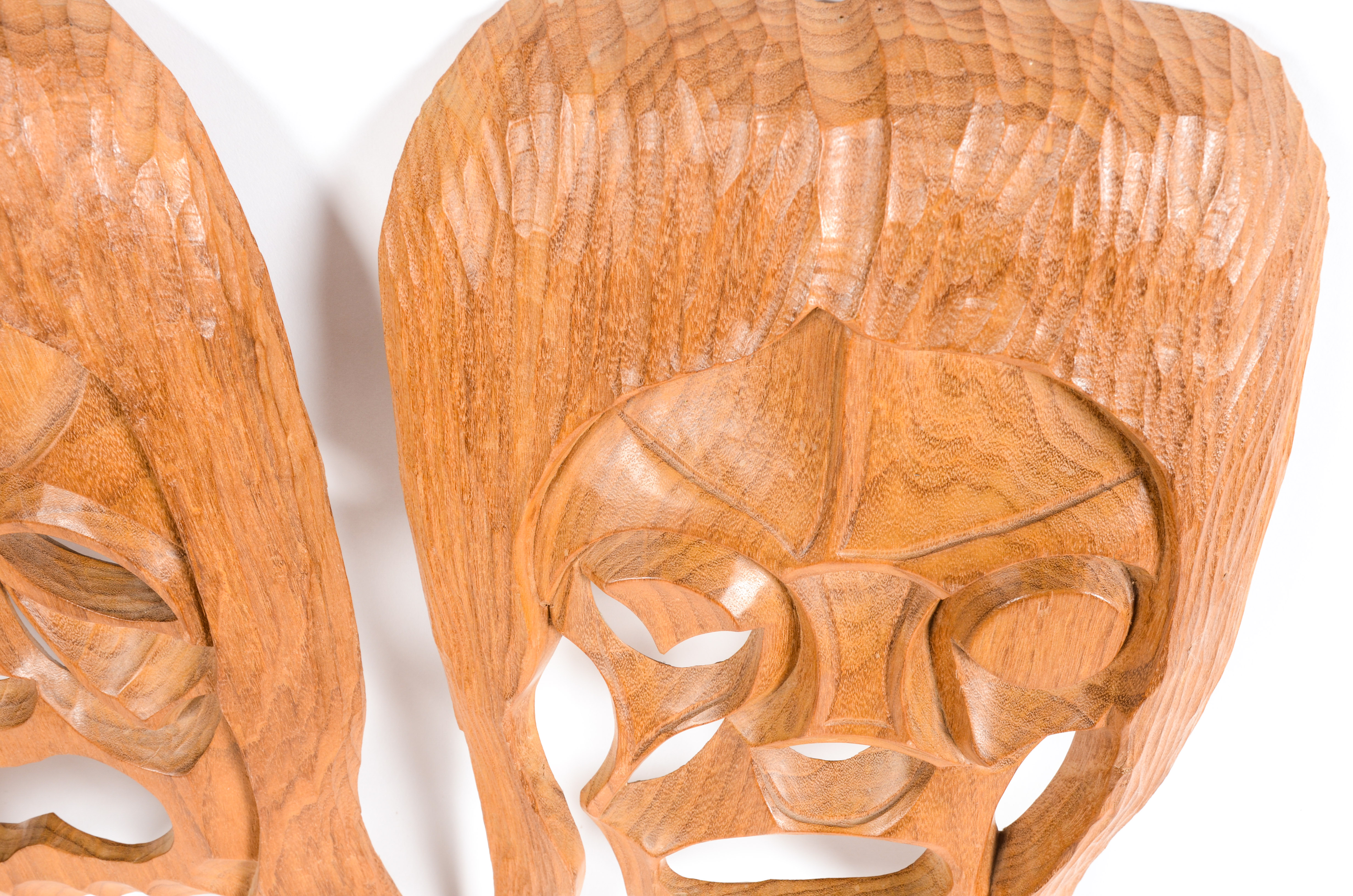 Pair of Carved Wood Wall Sculptures
