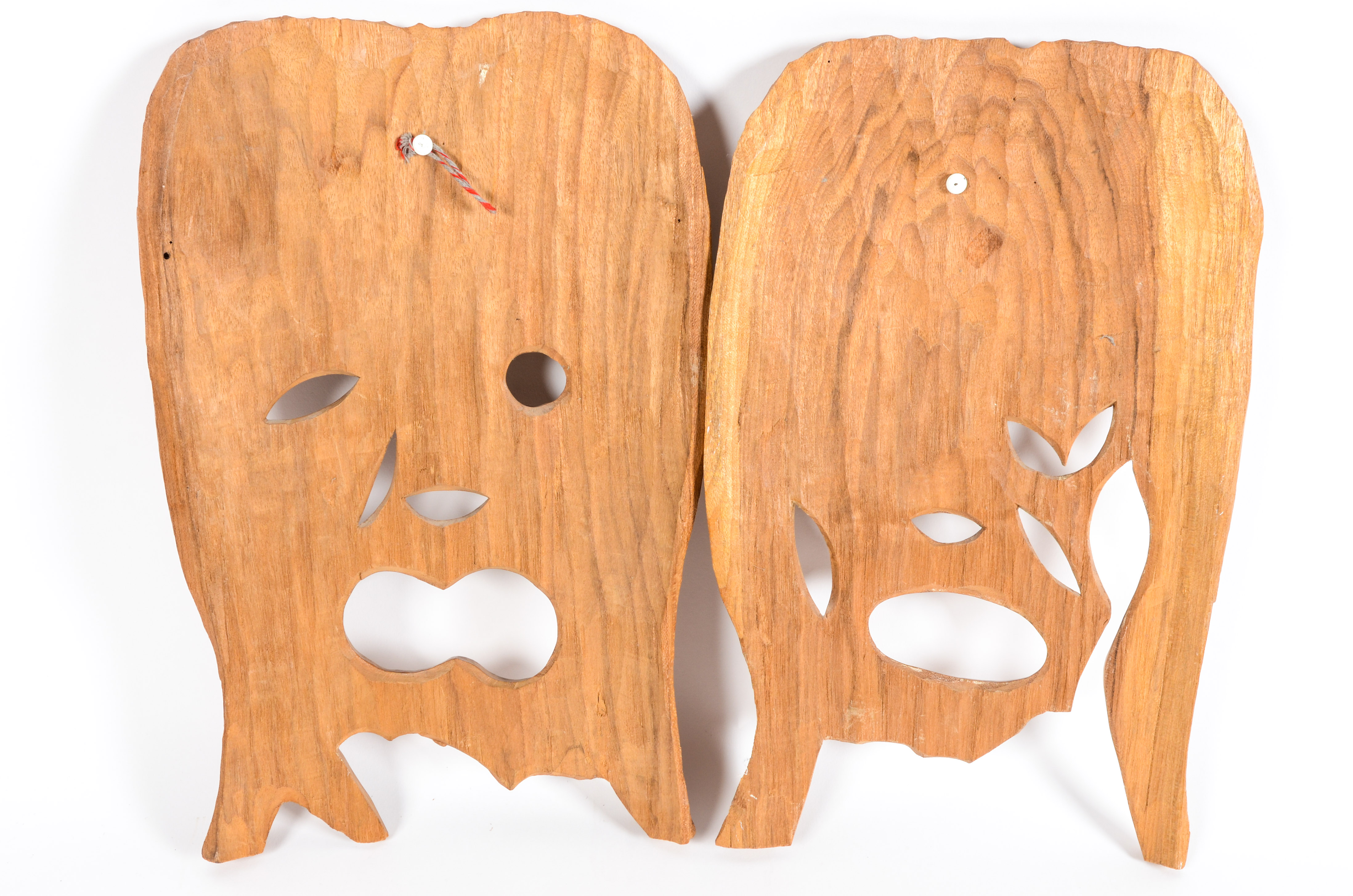 Pair of Carved Wood Wall Sculptures