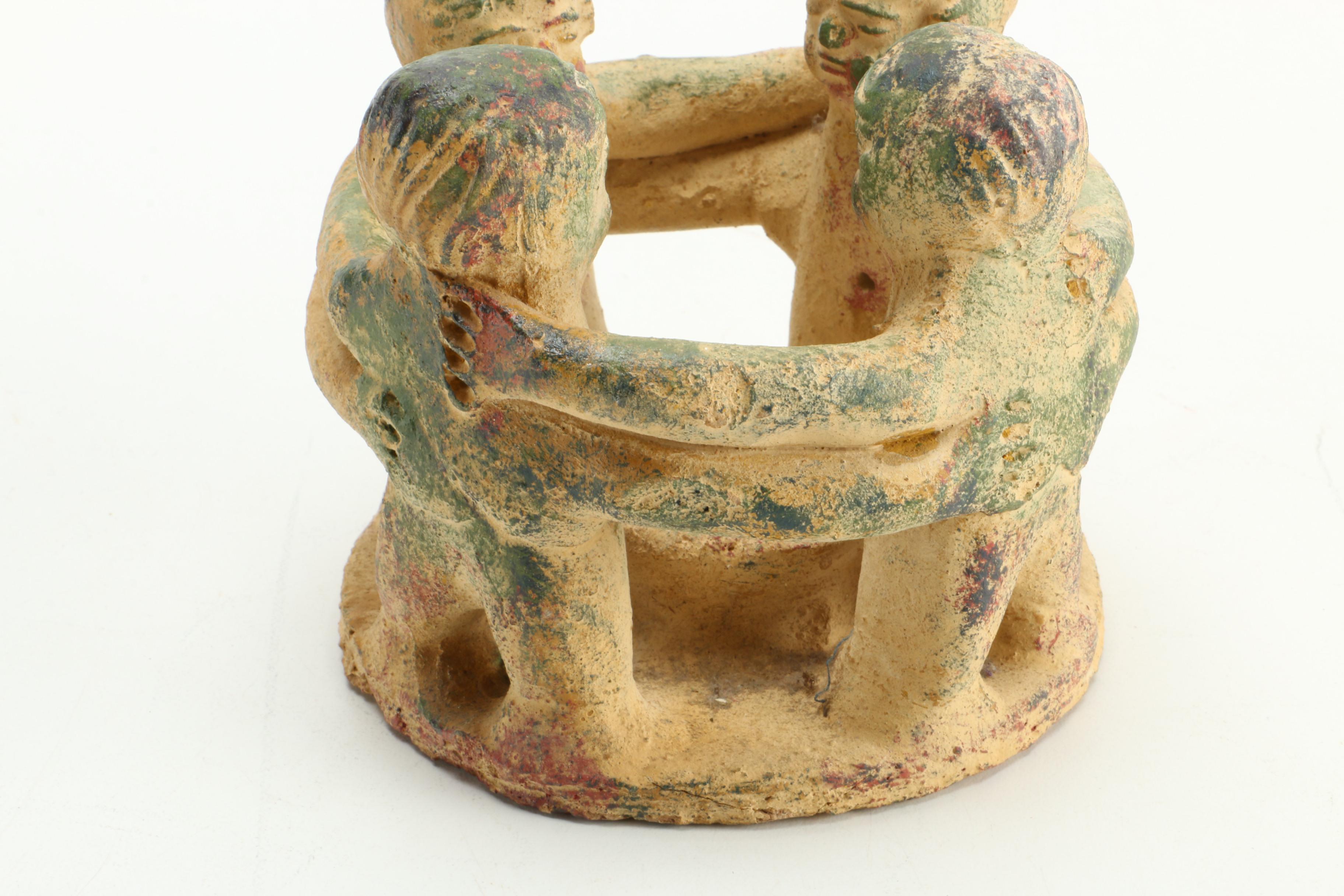 Figurines Including Mexican Figure of Children and Replica of "Gansu Flying Horse"