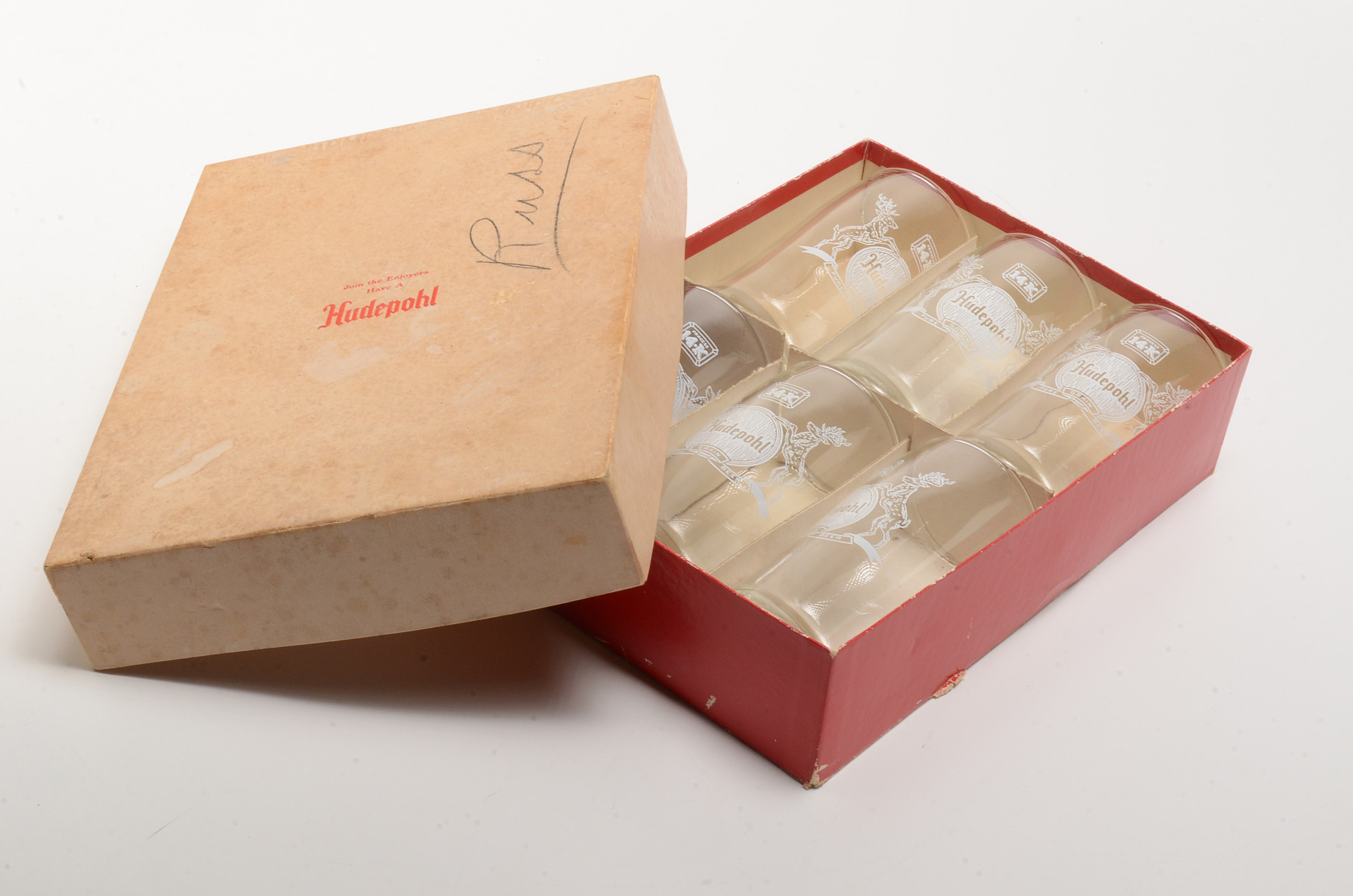 Hudepohl Beer Glasses with Original Box