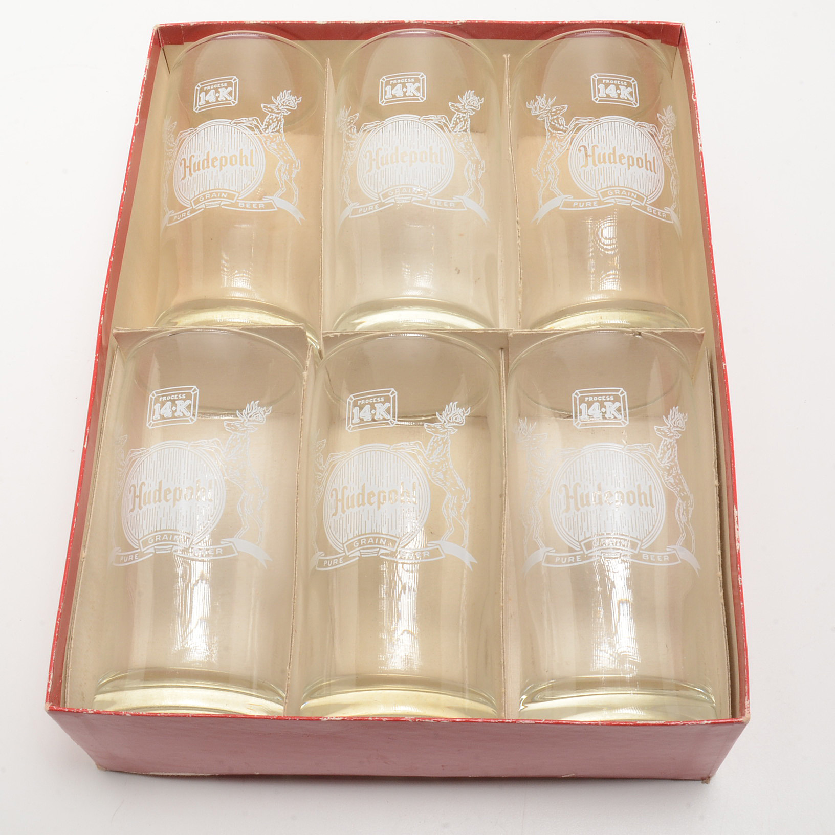 Hudepohl Beer Glasses with Original Box