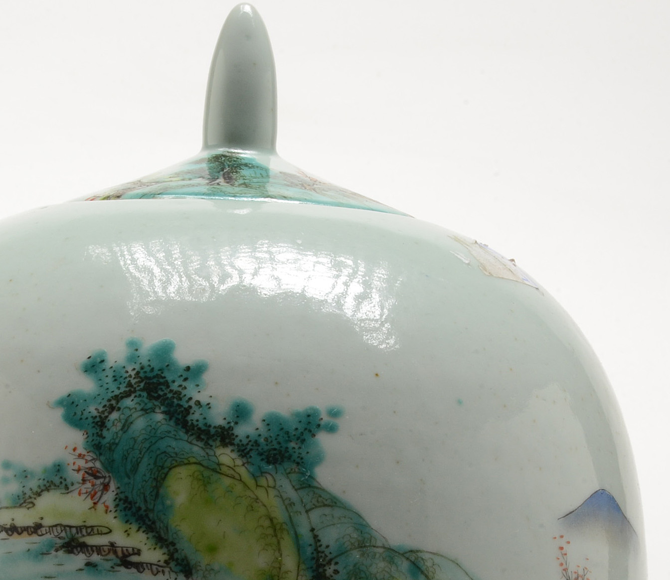 Chinese Polychrome Decorated Covered Hand-Painted Jar