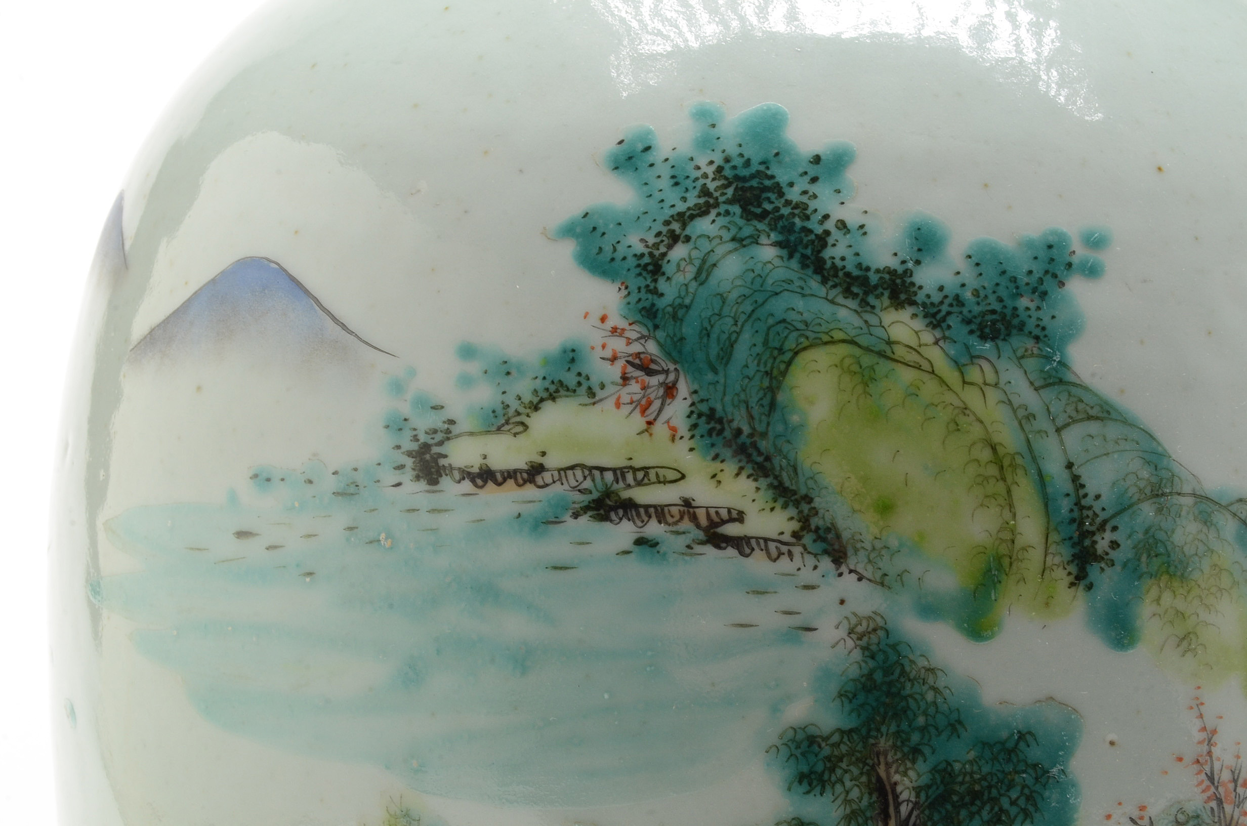 Chinese Polychrome Decorated Covered Hand-Painted Jar