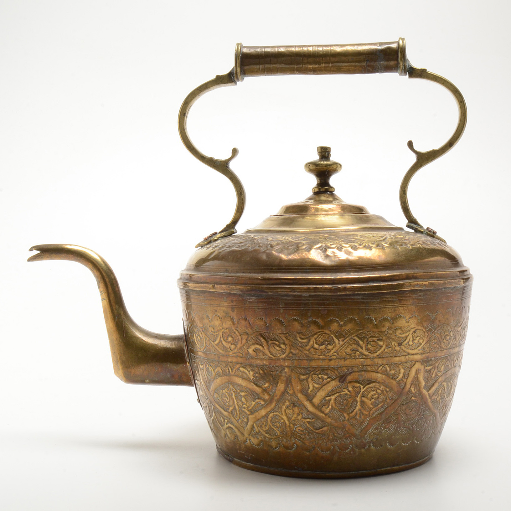 Large Chased Brass Teapot