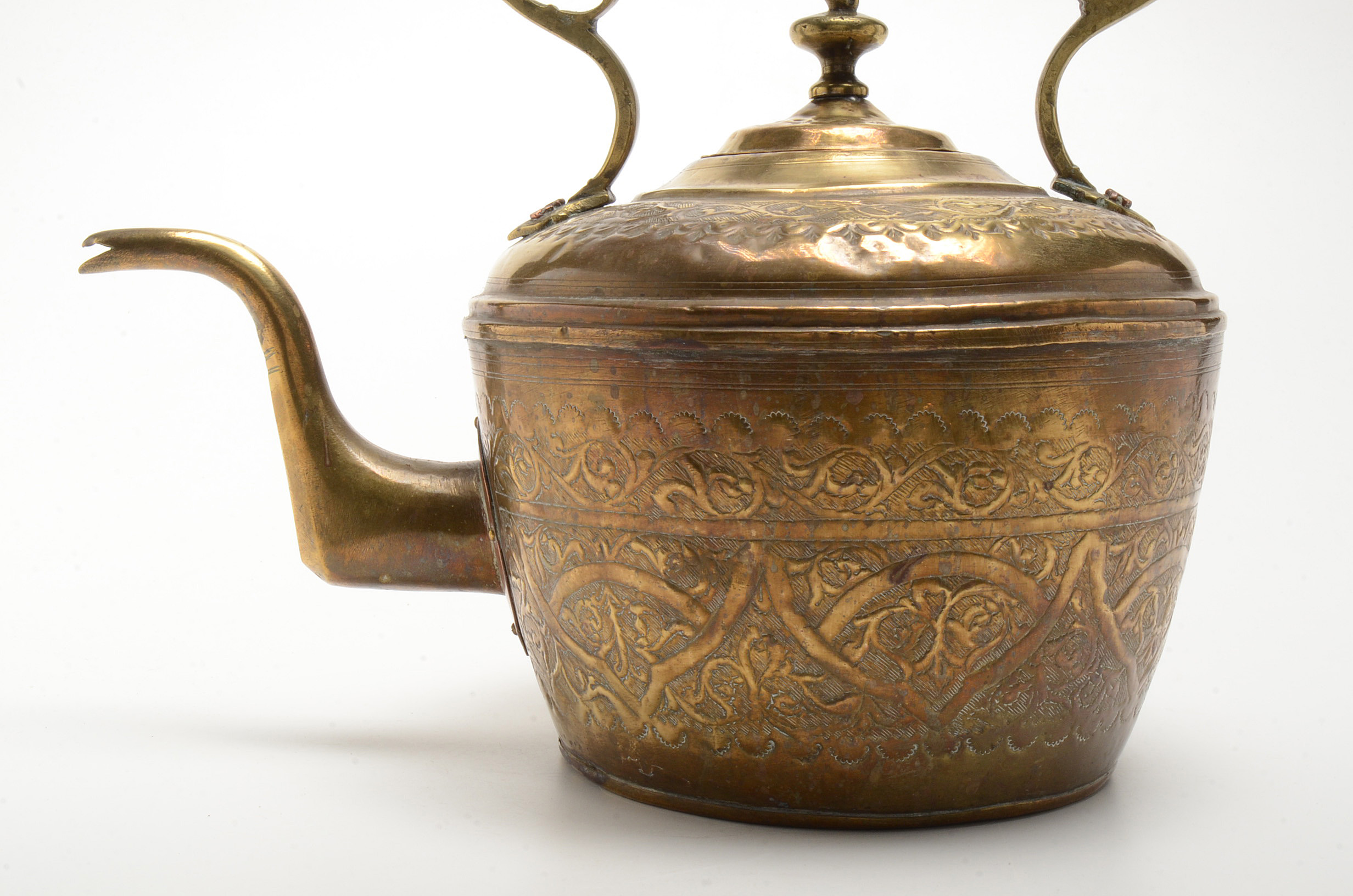 Large Chased Brass Teapot
