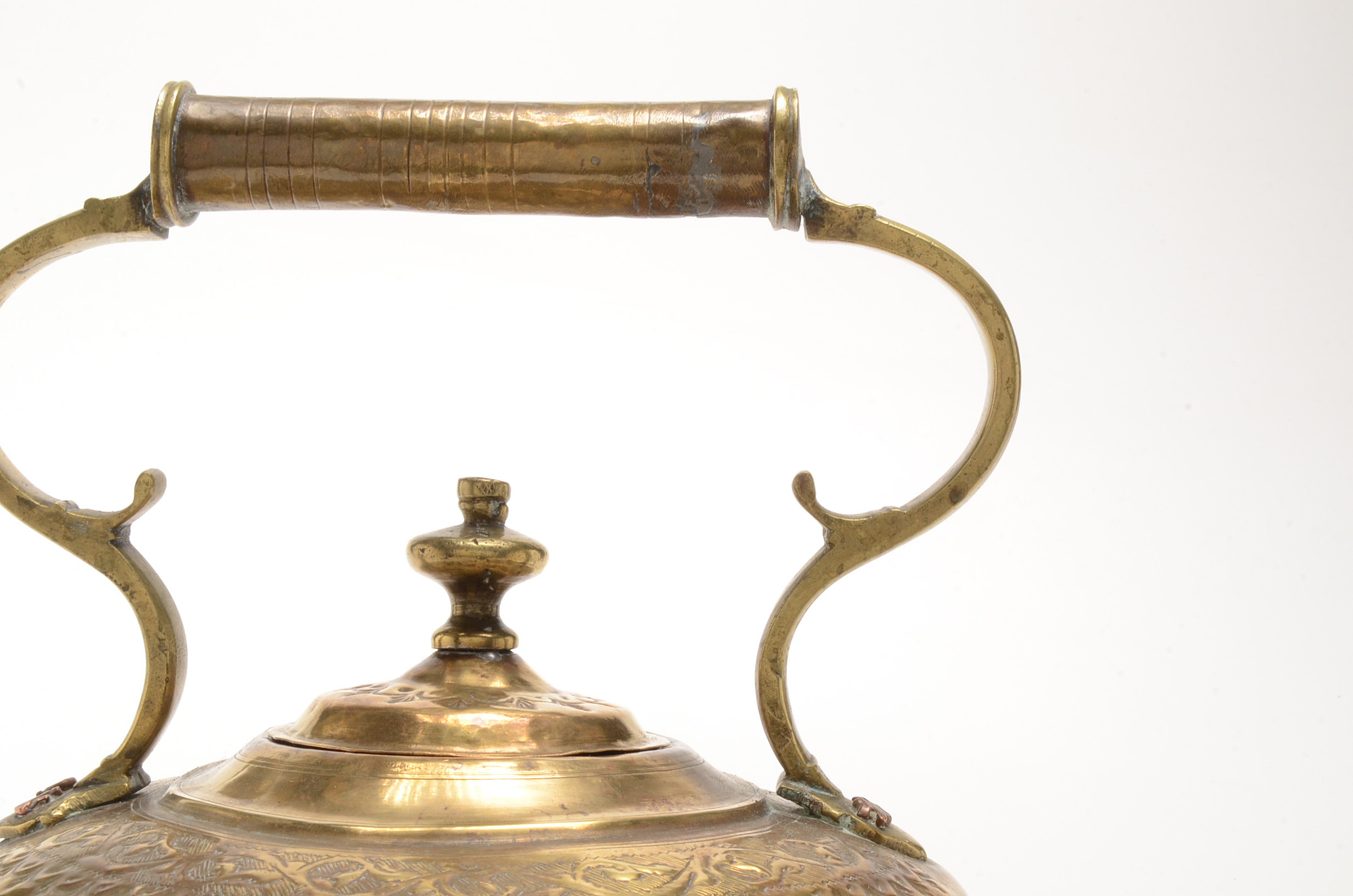 Large Chased Brass Teapot