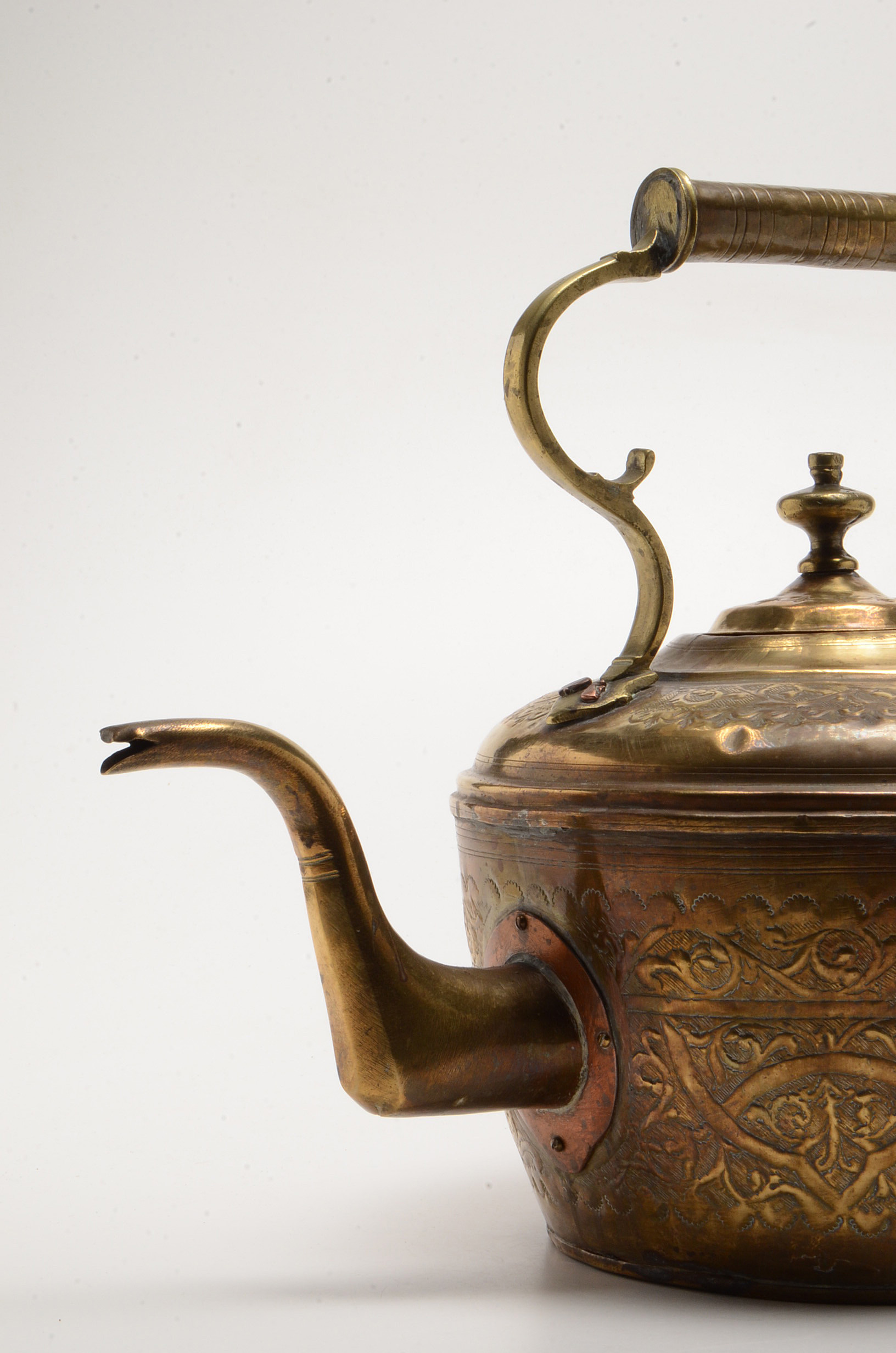 Large Chased Brass Teapot