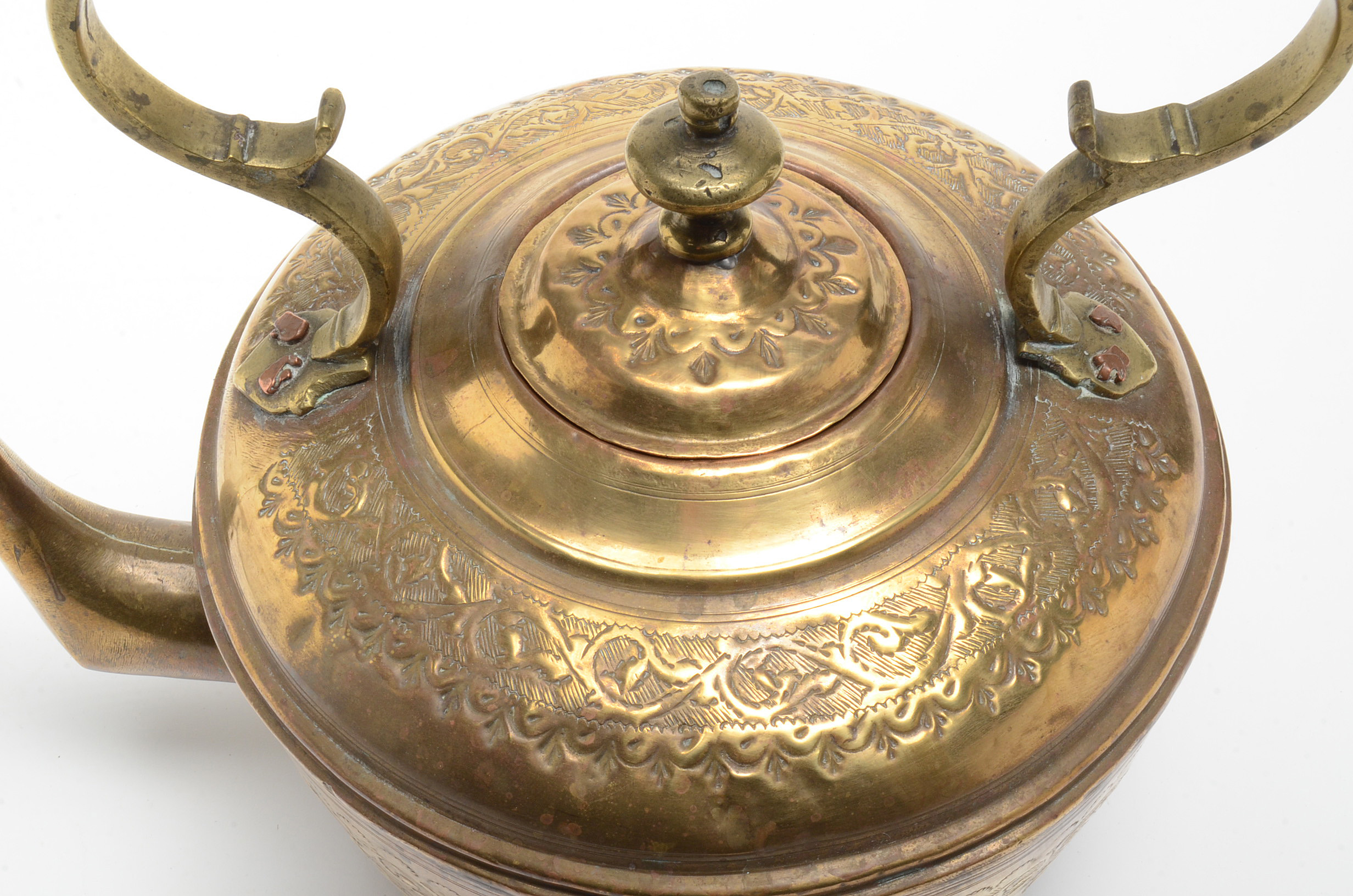 Large Chased Brass Teapot