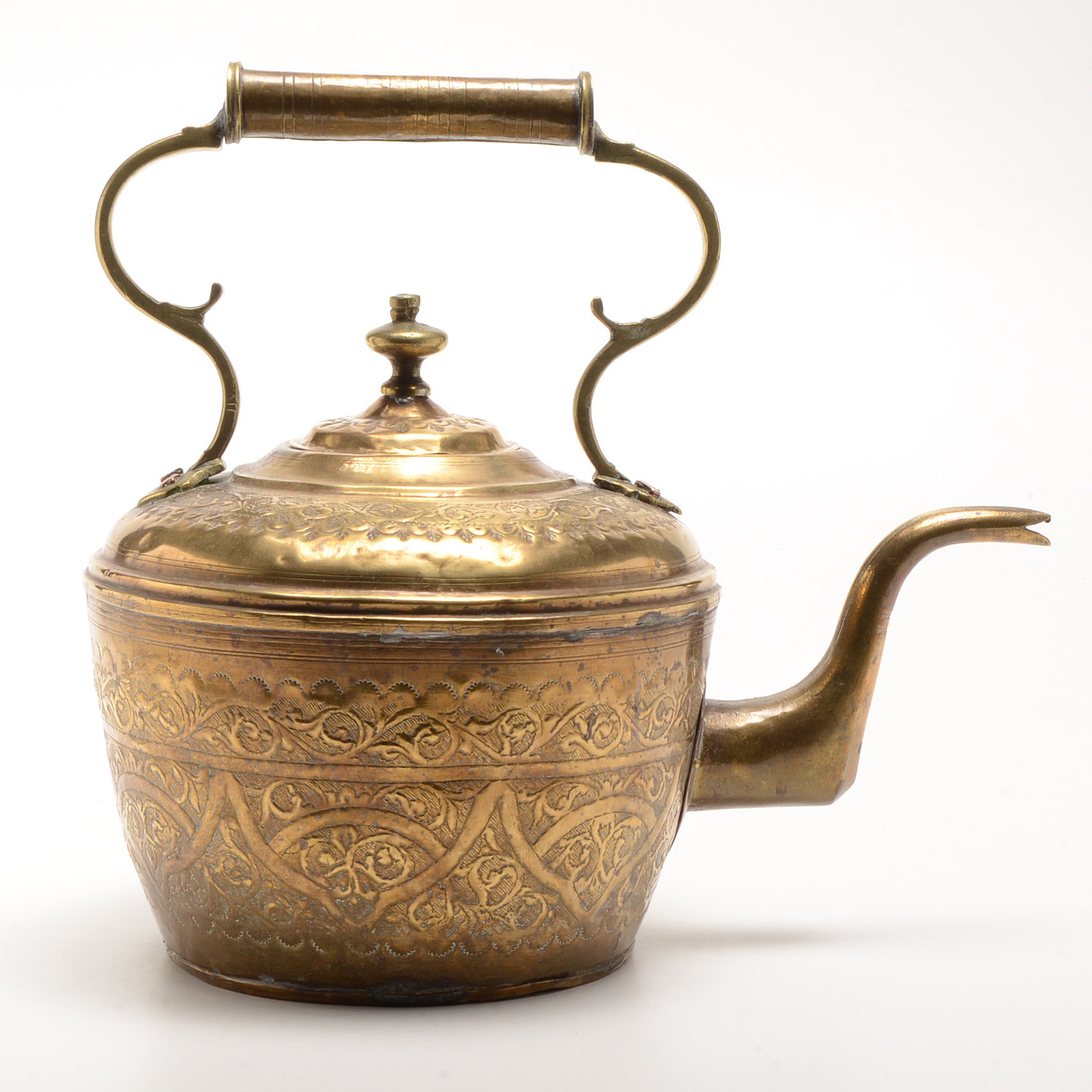 Large Chased Brass Teapot