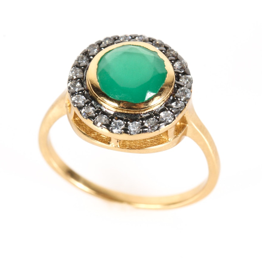 10K Yellow Gold and Glass Ring