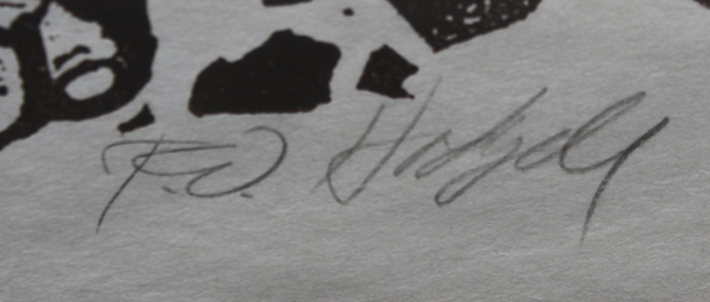 Robert Hodgell Woodcut of Moses Titled "The Burning Bush"