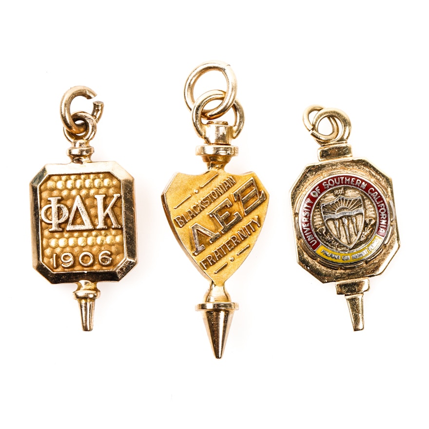 10K and 14K Gold USC and Fraternity Charms
