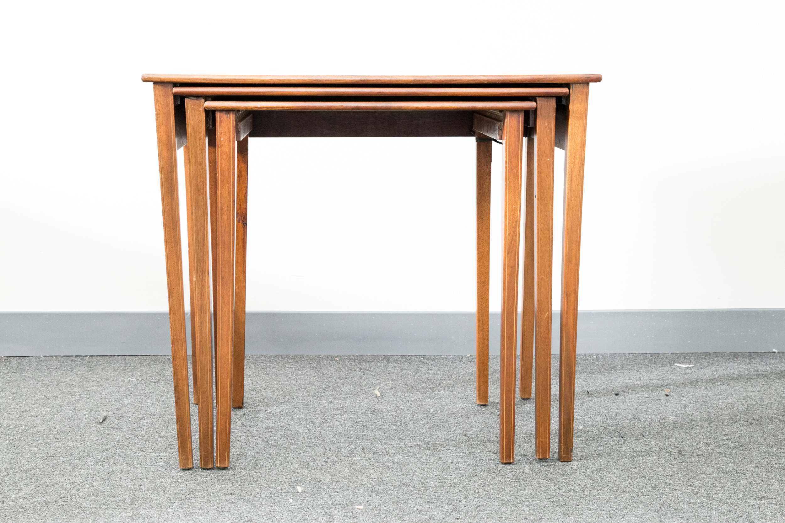 Vintage Dutch Floral Marquetry Nesting Tables