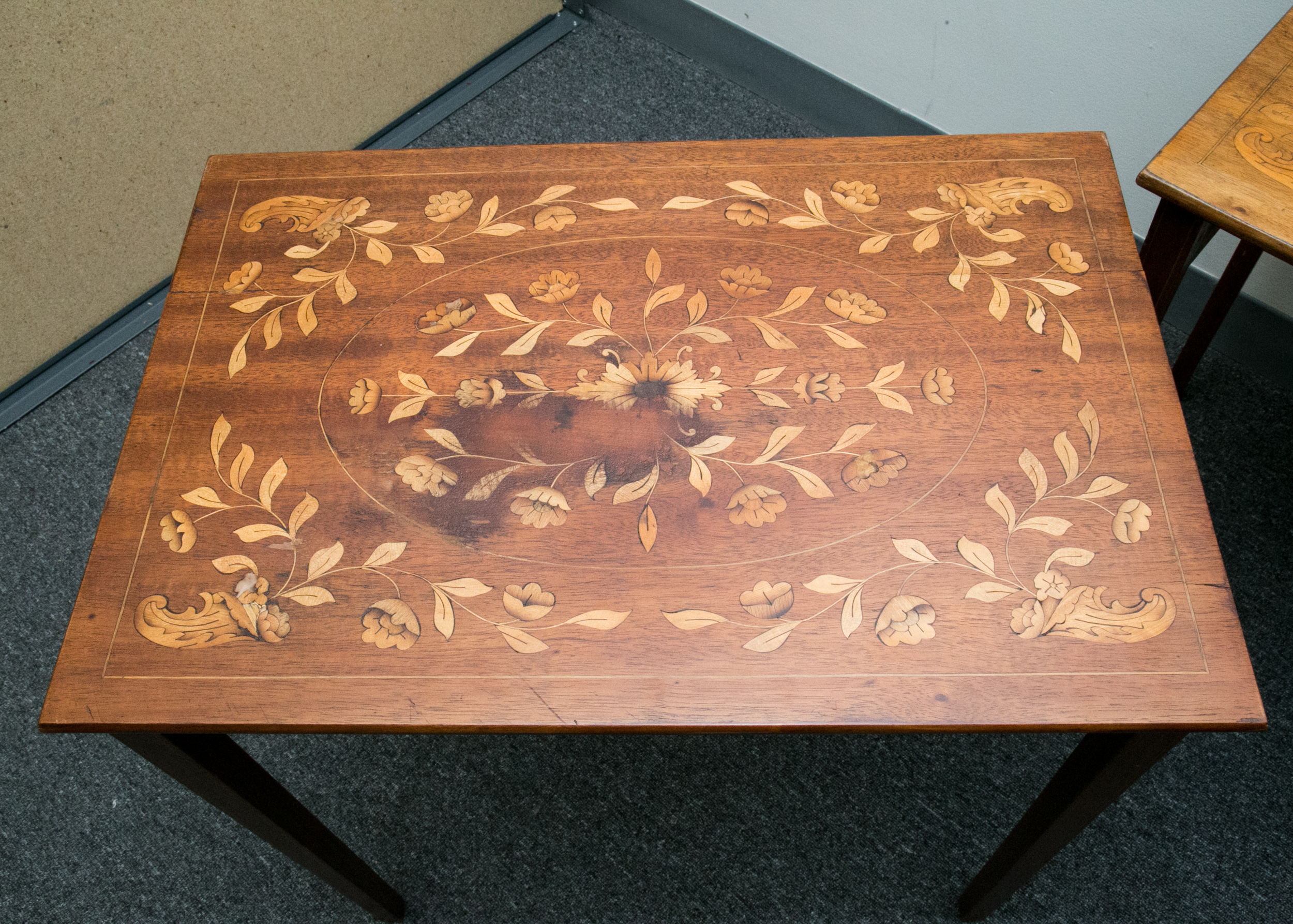 Vintage Dutch Floral Marquetry Nesting Tables