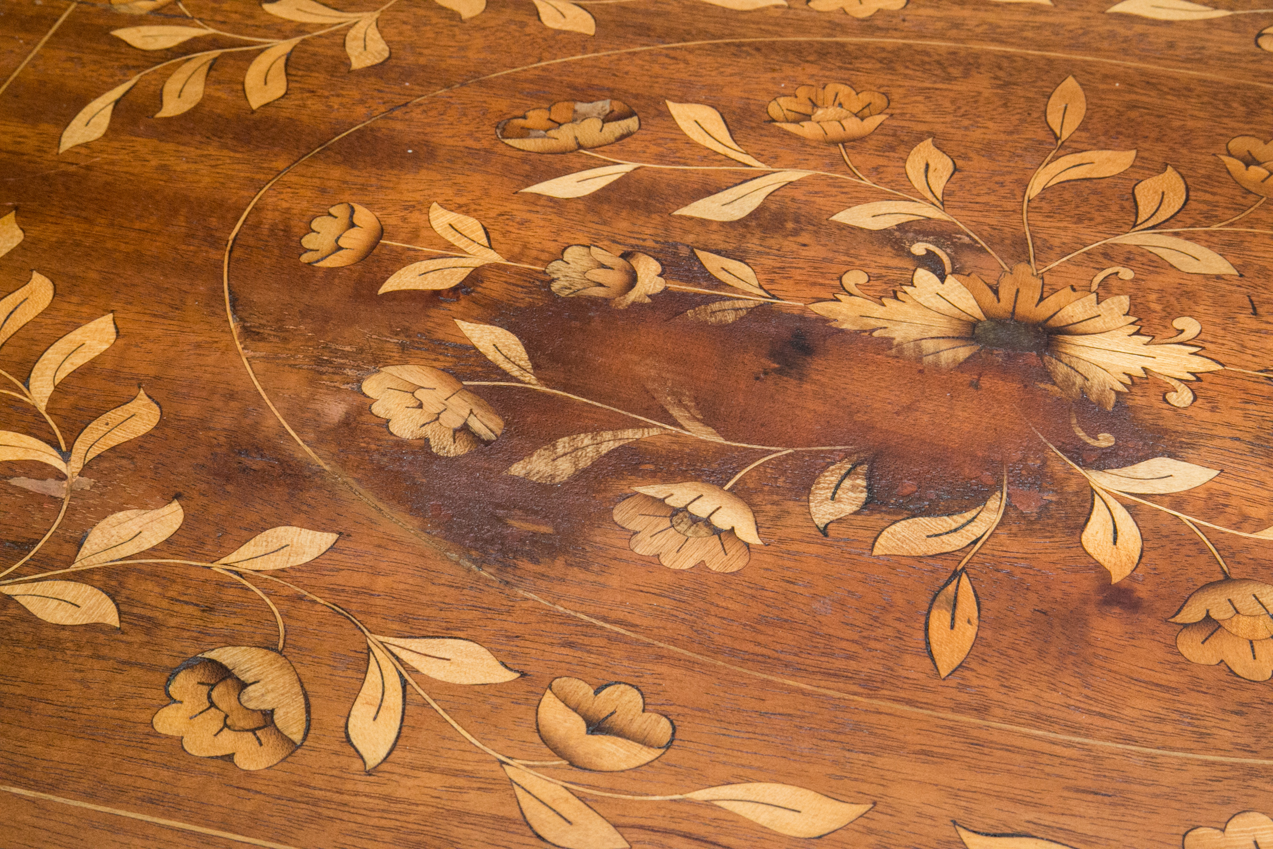 Vintage Dutch Floral Marquetry Nesting Tables