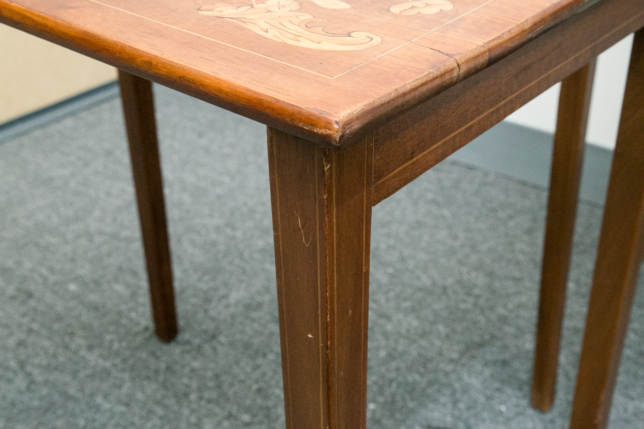 Vintage Dutch Floral Marquetry Nesting Tables