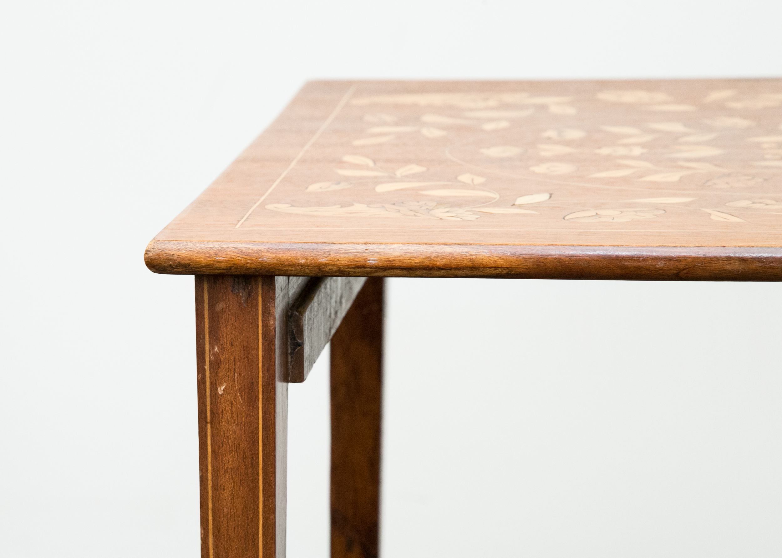 Vintage Dutch Floral Marquetry Nesting Tables