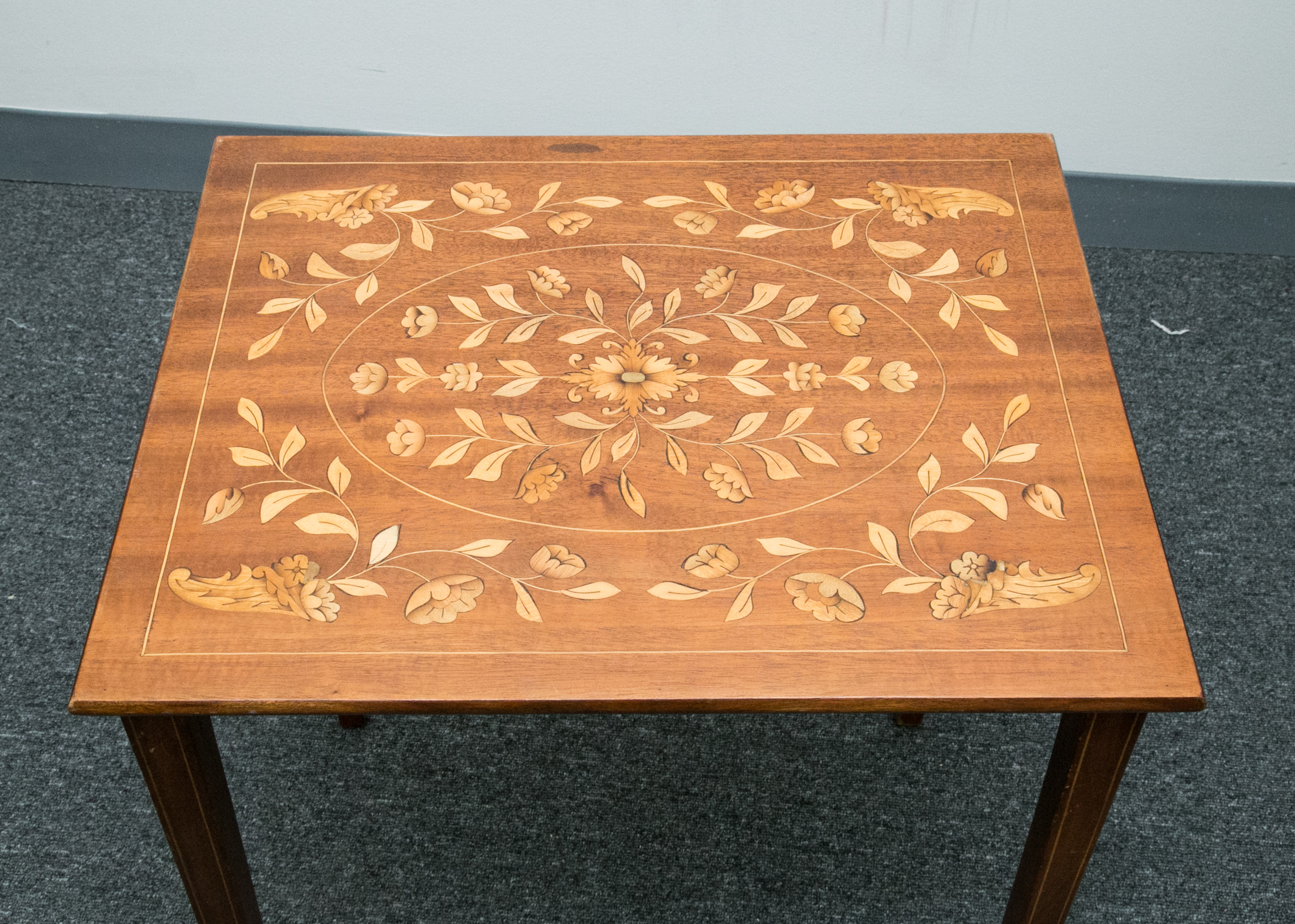 Vintage Dutch Floral Marquetry Nesting Tables