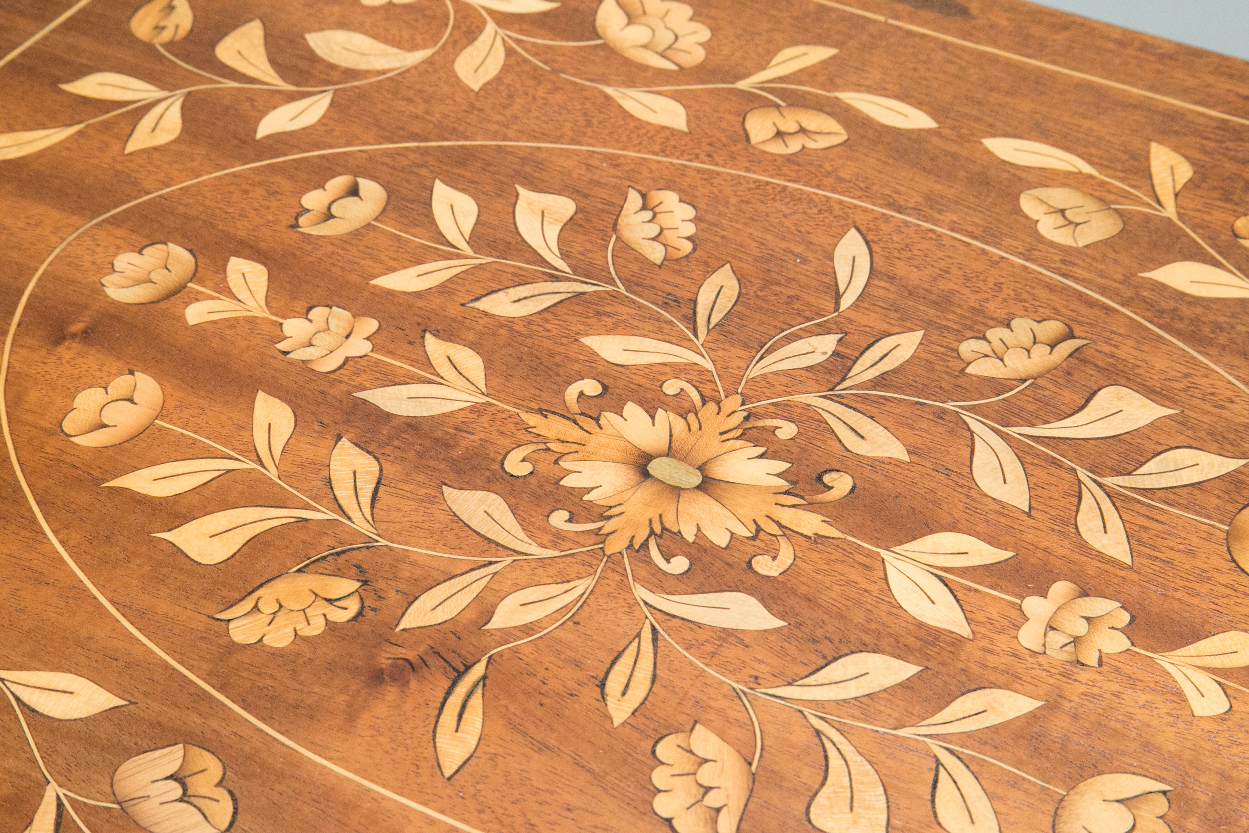 Vintage Dutch Floral Marquetry Nesting Tables