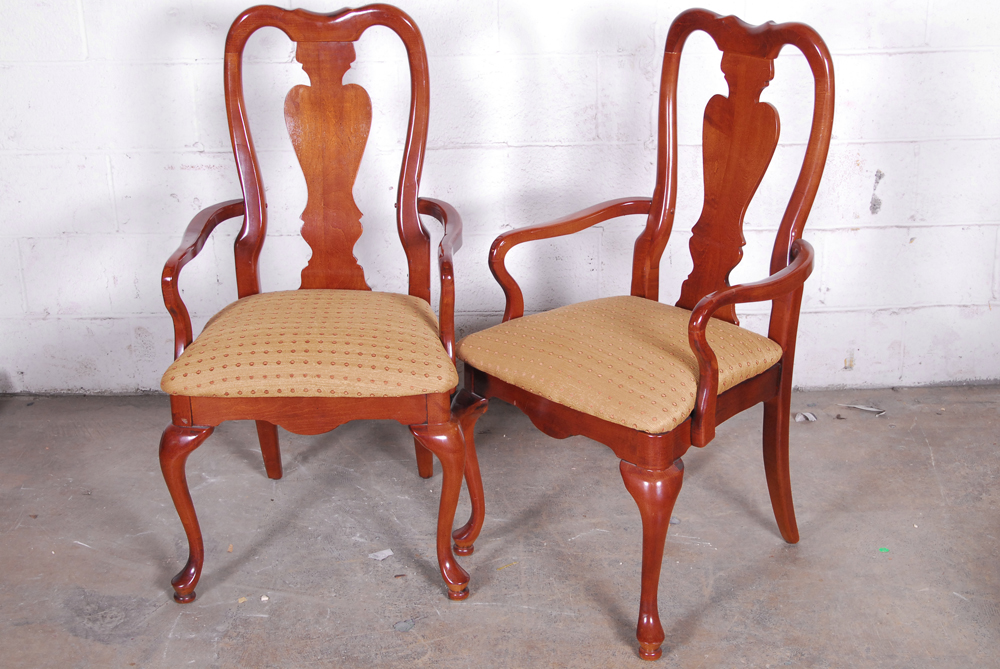 Set of Six Dining Chairs with Upholstered Seats