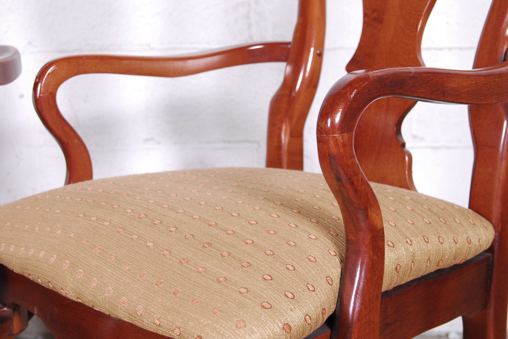 Set of Six Dining Chairs with Upholstered Seats