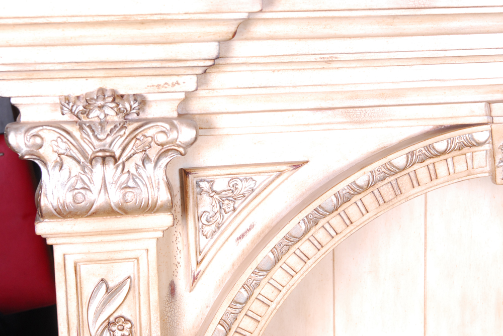 Beige Wood Cabinet with Bookshelf Hutch