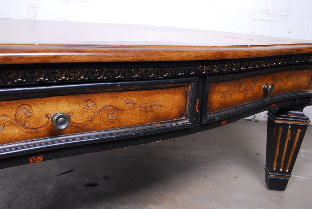 Large Wood Coffee Table with Drawers