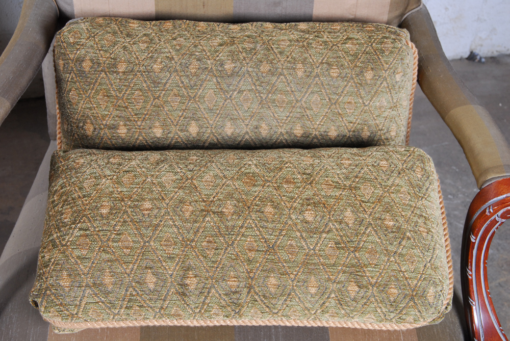 Pair of Silk Upholstered Arm Chairs