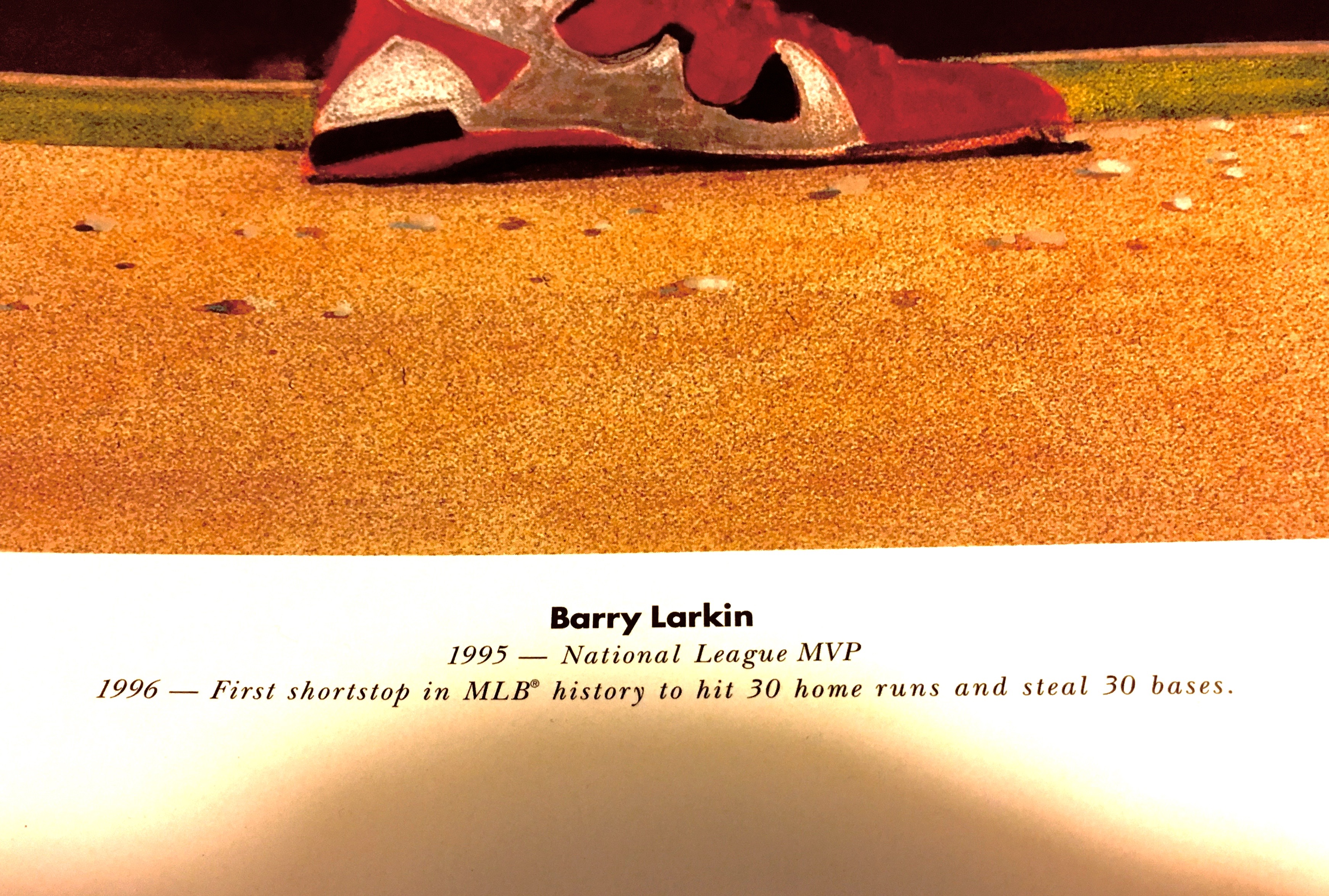 Artist Signed Print of Cincinnati Reds Player Barry Larkin