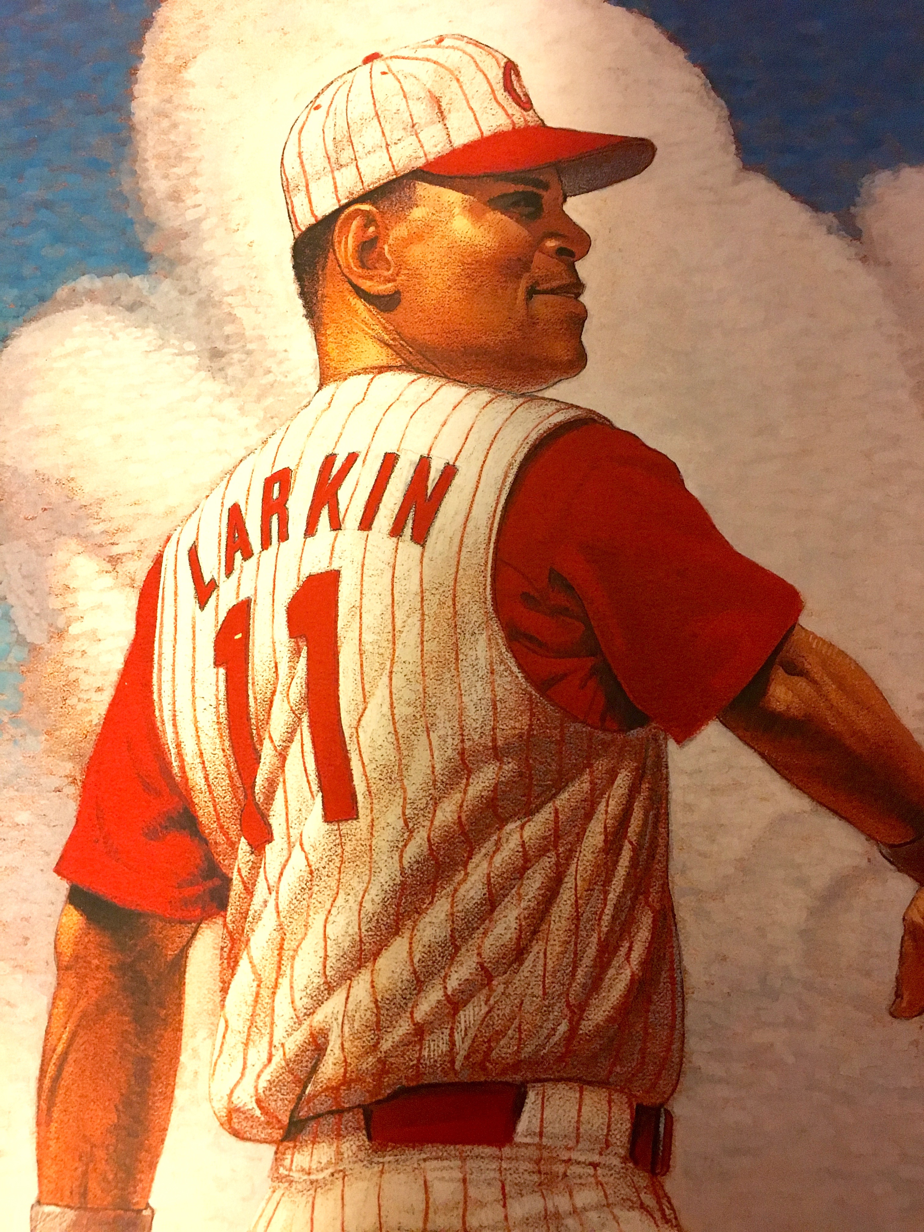 Artist Signed Print of Cincinnati Reds Player Barry Larkin