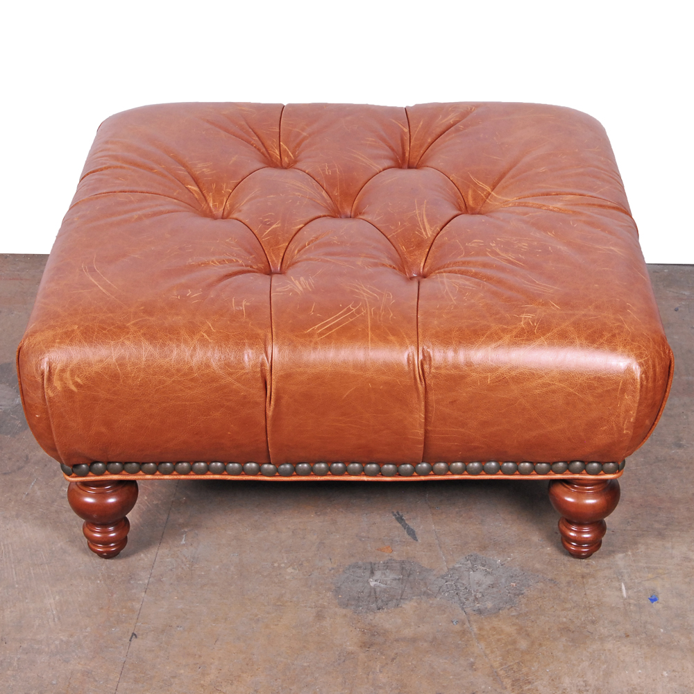 Brown Leather Ottoman