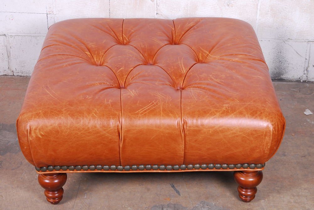 Brown Leather Ottoman