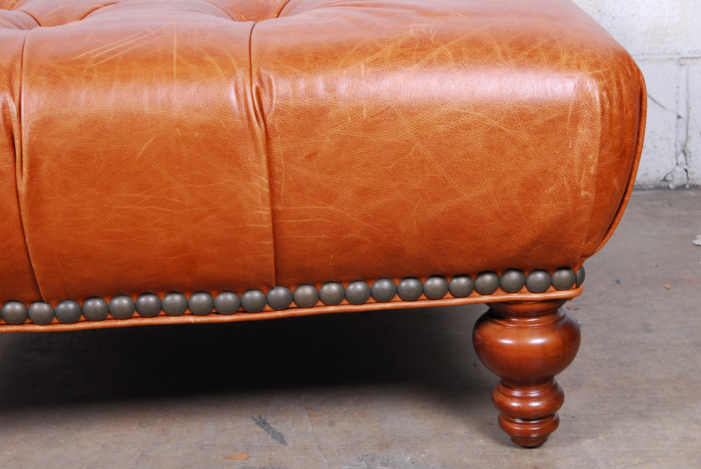 Brown Leather Ottoman