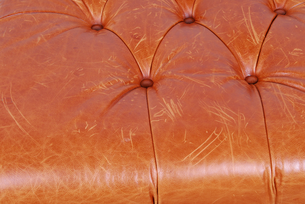 Brown Leather Ottoman