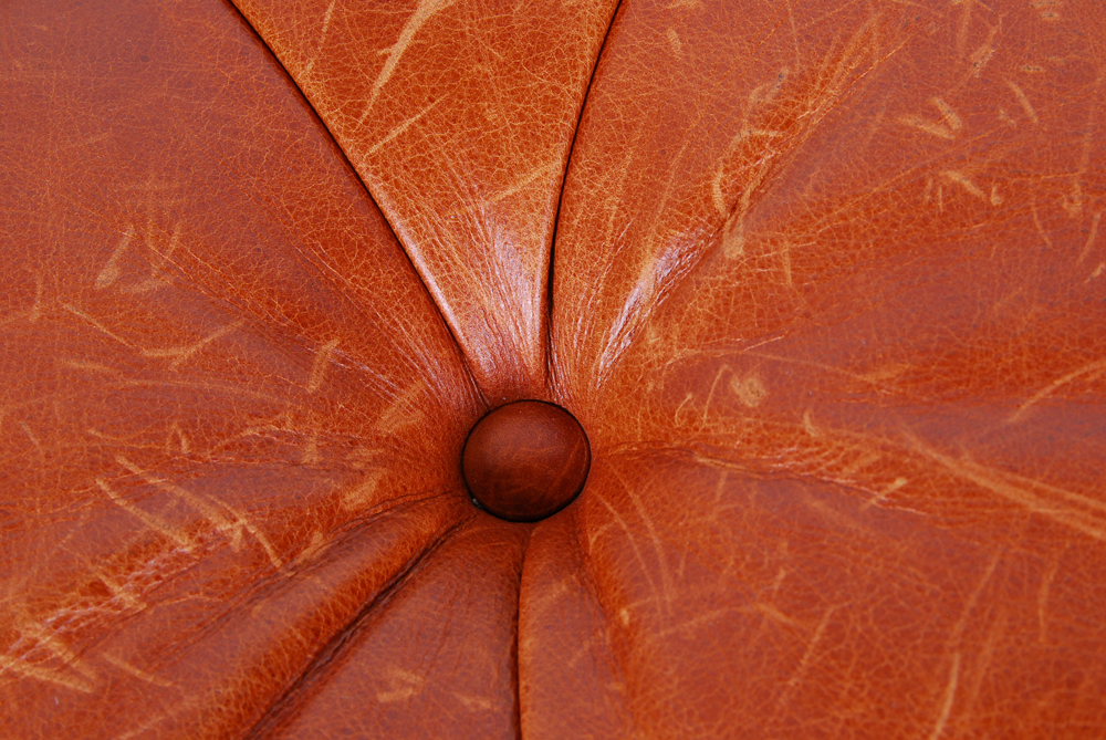 Brown Leather Ottoman