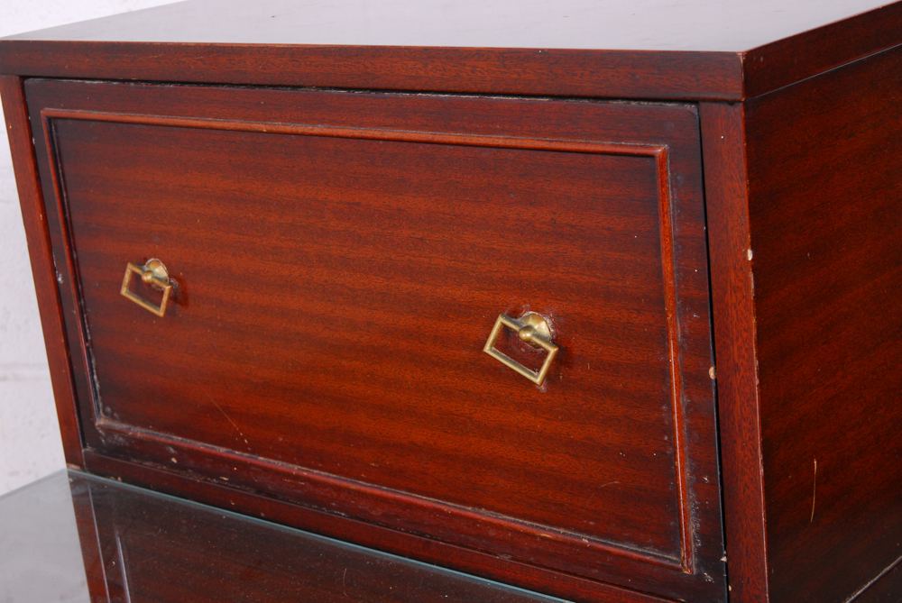 Stepped Mahogany End Table with Drawers