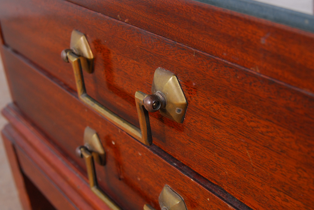 Stepped Mahogany End Table with Drawers