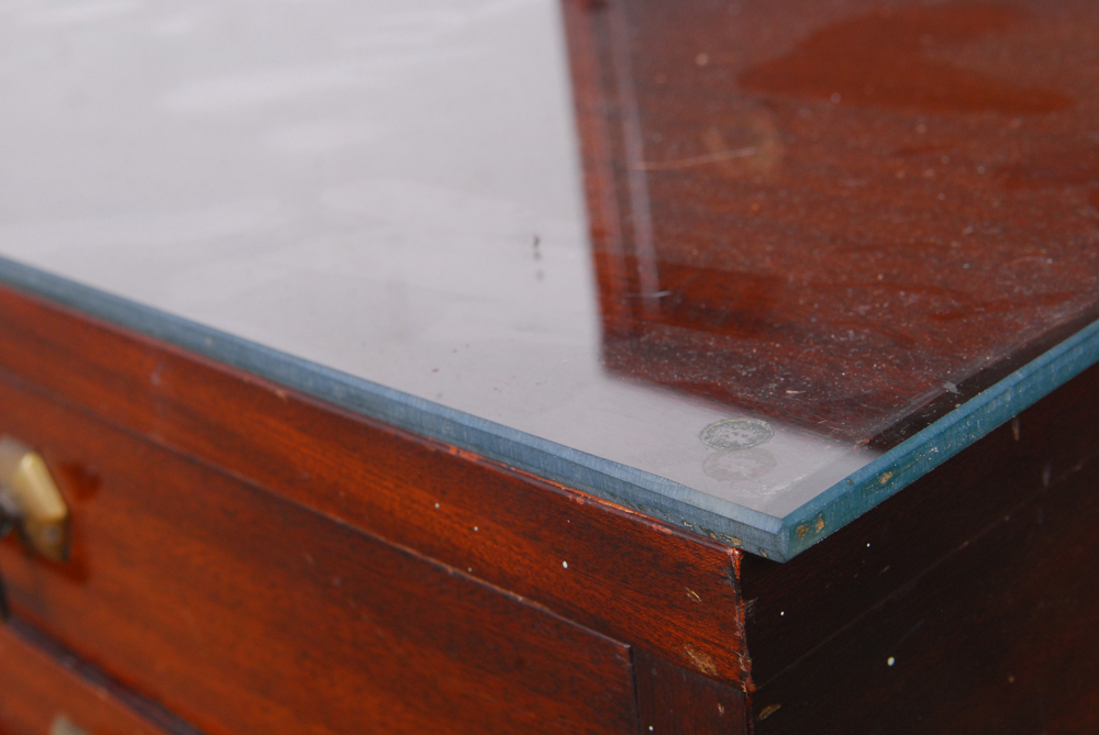 Stepped Mahogany End Table with Drawers