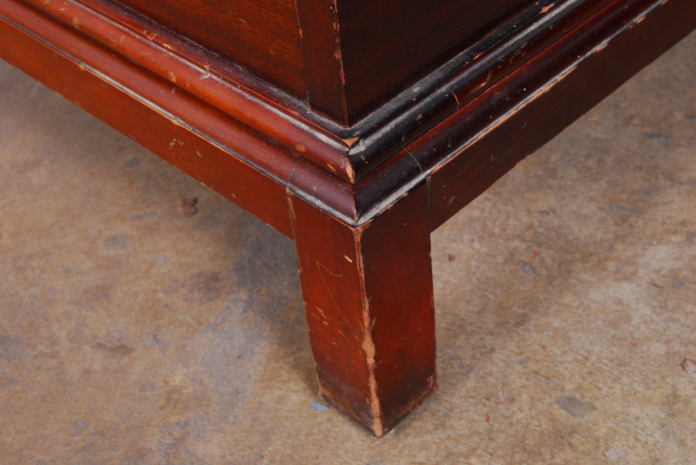 Stepped Mahogany End Table with Drawers