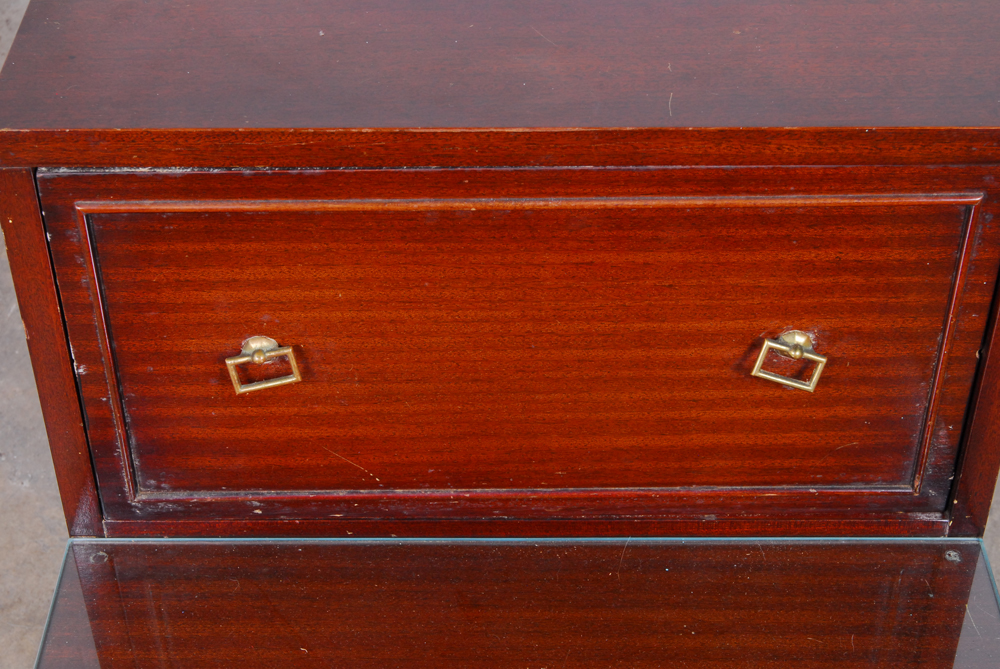 Stepped Mahogany End Table with Drawers