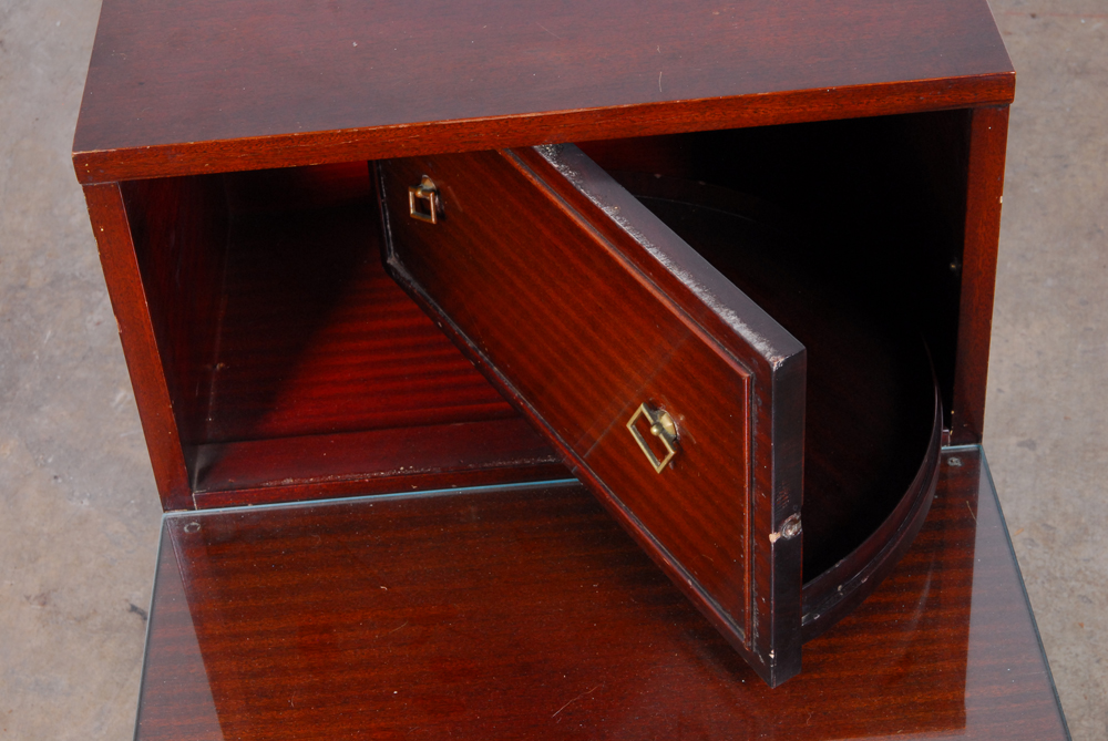 Stepped Mahogany End Table with Drawers