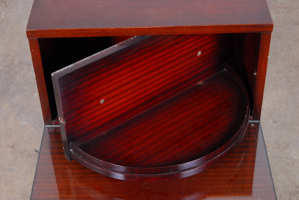 Stepped Mahogany End Table with Drawers