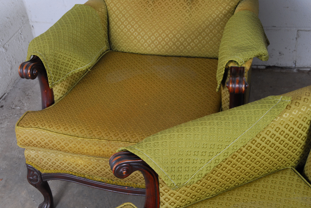 Vintage Upholstered Armchair Pair