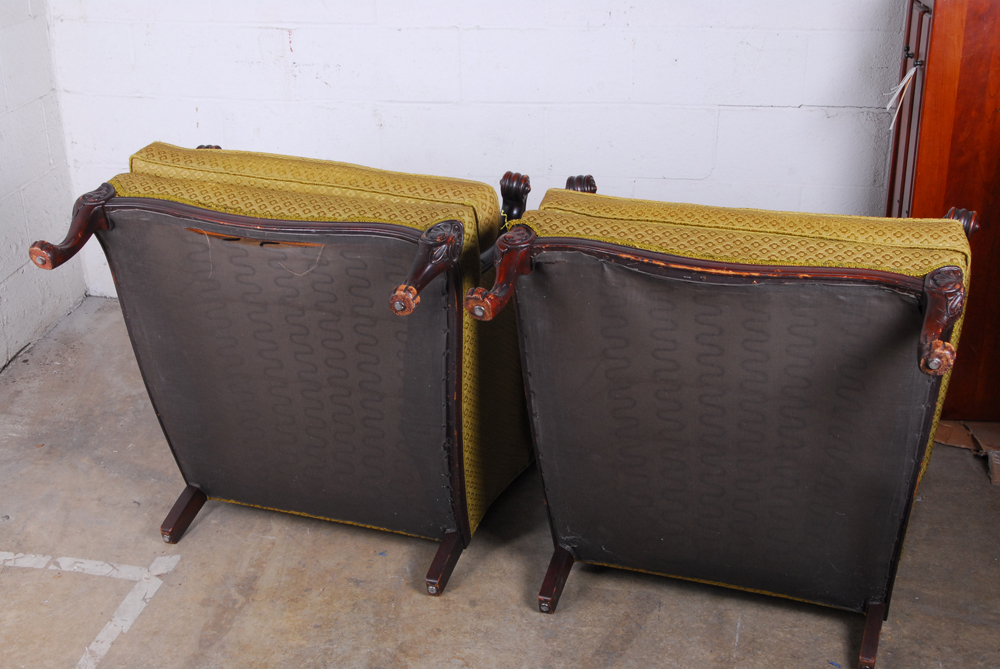 Vintage Upholstered Armchair Pair