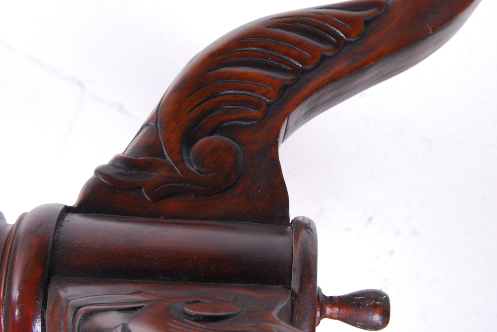 Tall Carved Wood Plant Stand with Faux Fern