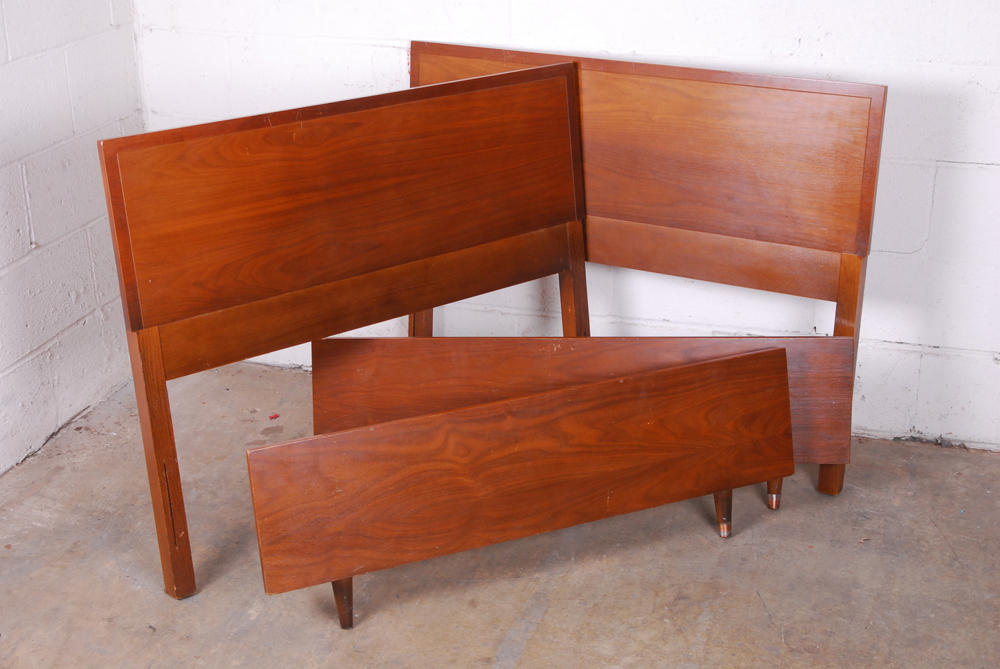 Pair of Vintage Wood Twin Bed Head and Footboards